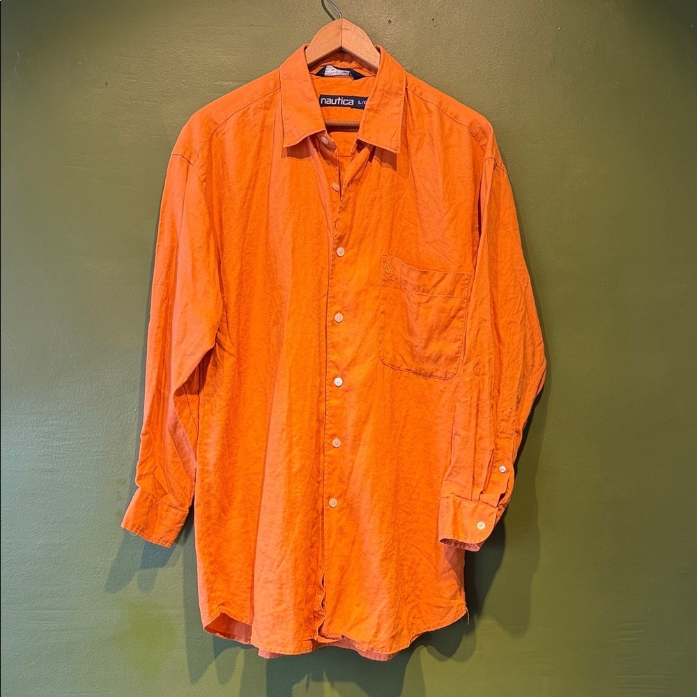 Vintage Nautica Vibrant Orange Linen Shirt